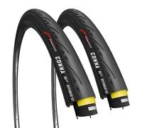 Fincci Conna Pneus Vélo Route 700c x 25c - Paire Pliable Slick Tire 25-622 avec Protection Anti-Crevaison 1mm pour Home Trainer, Adulte & Course Vélo, Tournée Bicyclette - 60 TPI - Un Paquet de 2