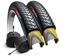 Fincci Gravel Pneus 700 x 35c avec 2x Chambre a Air Presta 37-622 - Paire Pliable Tire 28 x 1.35 Pouces avec Protection Anti Crevaison 1mm 30 TPI pour Tournée & Électrique & Route & Hybrid & VTT Velos