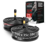 Fincci Lot de 2 Chambres à Air 700x35c-38c (28/29 Pouces), Valve Schrader 48mm - Kit de Rechange pour Vélo de Route, VTC, Ville et Vélo Électrique. Haute Étanchéité, Montage Facile и Durable