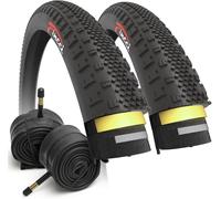 Fincci Paire de Pneus Gravel 700x38c (40-622) ETRTO - Ultra Léger 450g - 2 Chambres à Air Valve Schrader Incluses - Protection Anti-Crevaison Nylon - Idéal pour Vélo Route, Hybride et VAE Electrique