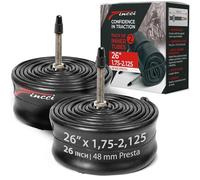 Fincci Paire Сhambres à air VTT 26x1.75x1.95x2.00x2.1 Pouces - Chambre a air 26 Pouces de Valve Presta 48 mm pour Route VTT bici, Montagne Bicyclette, Electricity Vélo - Un Paquet de 2 Accessoire