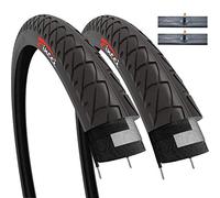 Fincci Paire Pliable Lisses Pneus 26 x 2.1 Pouces - Pneu VTT 26 Pouces 54-559 - Pneu avec Chambre à Air 26 Schrader - pour de Ville Bicyclette, VTT Montagne bici, Route Vélo, Paquet de 2 Accessoire