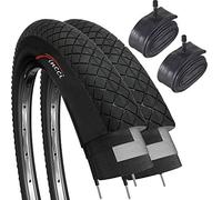 Fincci Pneu BMX 20 Pouces - Set Pneus 20 x 1.95 Pouces avec Chambre à Air 20 Schrader, Pneu 53-406 pour Velo Enfant, BMX Freestyle, VTT Bicyclette, Velo de Route -27 TPI Un Paquet de 2 Accessoire