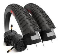 Fincci Pneu BMX 20 x 1.95 Pouces - Set Pliable Pneus 20" avec 2X Chambre a Air 53-406, 27 TPI pour BMX Freestyle, Vélo Enfant 20 Pouces, VTT, Montagne & Course Velo - Adapté aux garçons et aux Fille