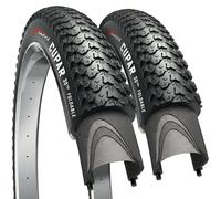 Fincci Pneu VTT 26 Pouces (54-559) ETRTO 26x2.10 - Paire Pneus Pliables Haute Durabilité 30 TPI - Crampons Polyvalents Tout-Terrain et Ville - pour Vélo Montagne, VTC, VAE Électrique - Pack de 2