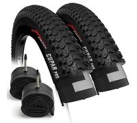 Fincci Pneu VTT 26x2.10 57-559 Pliable avec Chambres à Air pour VAE et VTC | Kit Pneus VTT 26x2.10, ETRTO 57-559 et Chambres à Air Schrader ou Presta - Pour VTT de Montagne, VTC et VAE - Lot de 2