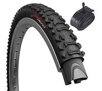 Fincci Set Pneu VTT 26 x 1.95 Pouces 50-559 ETRTO 60 TPI - Haute Performance et Souplesse - Inclus 1 Chambre à Air Valve Schrader - Idéal pour VTT de Loisir et Chemins Mixtes