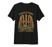 Finchale Priory County Durham Abbey Ruines Heron T-Shirt Haut de Gamme