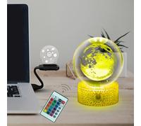 Fincoly Veilleuse en forme de boule de cristal en forme de lune, solaire, planètes, décoration de bureau, illusion 3D, lumière LED, 16 couleurs, télécommande pour enfants, garçons et filles