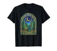 Find Me in The Forest Trees Moon Vitrail Style T-Shirt