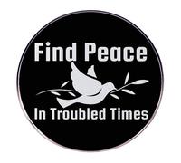 Find Peace Dove Broche - Badge rond en alliage noir avec oiseau de paix blanc et branche d'olivier, épinglette de motivation pour un usage quotidien, épingles à chemisier pour vestes, sacs à dos ou