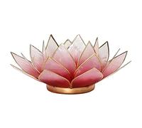 Find Something Different FindSomethingDifferent Lotus Tea Candle Holder Capiz Shell Light Red Gold Trim by