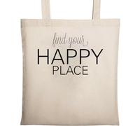 Find Your Happy Place Sac fourre-tout en coton écologique naturel Beige