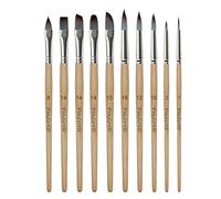 Findartle Pinceaux Aquarelle, 10 Pinceaux Acrylique pour Aquarelle, Acrylique, Huile, Gouache, Pinceau d'artiste Ronds, Plats, Filberts, Angulaires, Riggers, Daggers, Cat Tongues (Bois Naturel)