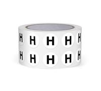 FINDAT Autocollants Lettres Alphabet Noir 13 mm Lettre H Unique 1000 Étiquettes Rondes Adhesifs Vinyle Imperméables Rouleaux pour Scrapbooking Ecole Education Usines Magasins