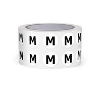 FINDAT Autocollants Lettres Alphabet Noir 13 mm Lettre M Unique 1000 Étiquettes Rondes Adhesifs Vinyle Imperméables Rouleaux pour Scrapbooking Ecole Education Usines Magasins