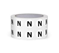 FINDAT Autocollants Lettres Alphabet Noir 13 mm Lettre N Unique 1000 Étiquettes Rondes Adhesifs Vinyle Imperméables Rouleaux pour Scrapbooking Ecole Education Usines Magasins