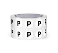 FINDAT Autocollants Lettres Alphabet Noir 13 mm Lettre P Unique 1000 Étiquettes Rondes Adhesifs Vinyle Imperméables Rouleaux pour Scrapbooking Ecole Education Usines Magasins