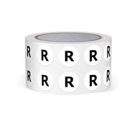 FINDAT Autocollants Lettres Alphabet Noir 13 mm Lettre R Unique 1000 Étiquettes Rondes Adhesifs Vinyle Imperméables Rouleaux pour Scrapbooking Ecole Education Usines Magasins