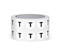 FINDAT Autocollants Lettres Alphabet Noir 13 mm Lettre T Unique 1000 Étiquettes Rondes Adhesifs Vinyle Imperméables Rouleaux pour Scrapbooking Ecole Education Usines Magasins