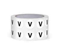 FINDAT Autocollants Lettres Alphabet Noir 13 mm Lettre V Unique 1000 Étiquettes Rondes Adhesifs Vinyle Imperméables Rouleaux pour Scrapbooking Ecole Education Usines Magasins