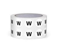 FINDAT Autocollants Lettres Alphabet Noir 13 mm Lettre W Unique 1000 Étiquettes Rondes Adhesifs Vinyle Imperméables Rouleaux pour Scrapbooking Ecole Education Usines Magasins