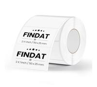 FINDAT Blanc Étiquette Thermique 50 X 25 mm Rouleau Vinyle Autocollant Étiquette d'imprimante Rectangulaire Imperméable pour le Bureau DIY Design Code à Barres ExpéDition 500 PièCes