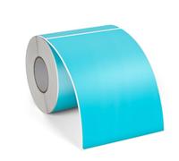 FINDAT Étiquette Thermique Bleu 4 X 6 Vinyle Imperméable Imprimante Etiqueteuse Adhésives Thermiques pour Adresses Codes-Barres Bureau Logos 250 Pièces