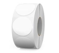 FINDAT Étiquettes Autocollantes Rondes 38 mm Blanc Rouleau Vinyle 1000 Gommettes Imperméable Écriture Marqueur pour Déménagement Bureau