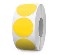FINDAT Étiquettes Autocollantes Rondes 38 mm Jaune Rouleau Vinyle 1000 Gommettes Imperméable Écriture Marqueur pour Déménagement Bureau