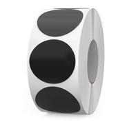 FINDAT Étiquettes Autocollantes Rondes 38 mm Noir Rouleau Vinyle 1000 Gommettes Imperméable Écriture Marqueur pour Déménagement Bureau