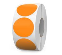 FINDAT Étiquettes Autocollantes Rondes 38 mm Orange Rouleau Vinyle 1000 Gommettes Imperméable Écriture Marqueur pour Déménagement Bureau