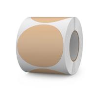 FINDAT Étiquettes Autocollantes Rondes 76 mm Kaki Rouleau Vinyle 500 Gommettes Imperméable Écriture Marqueur pour Déménagement Bureau
