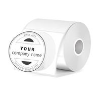 FINDAT Étiquettes Thermiques Rondes 50 mm Compatibles M110 M220 Vinyle Cercle Imprimante Gommette Autocollante pour Bureau Logo Design QR Expédition 180 Pièces Blanc
