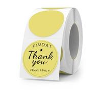 FINDAT Jaune Étiquette Thermique Ronde 38 mm Rouleau Vinyle Cercle Imprimante Gommette Autocollante pour Bureau Logo Design QR Expédition 500 Pièces