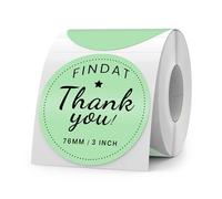 FINDAT Vert Étiquette Thermique Ronde 76 mm Rouleau Vinyle Cercle Imprimante Gommette Autocollante pour Bureau Logo Design QR Expédition 500 Pièces