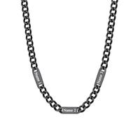 FindChic 3 Prénoms Personnalisé Chaîne pour Famille noir Collier Chaîne pour Homme Nom Gravure à Maille Cubaine Collier pour Papa Fête des Pères