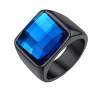 FindChic Bague Homme Acier Inoxydable Chevaliere avec Zircon Pierre Onyx Noir Grande Anneau Bagues Taille 66.5 Noir