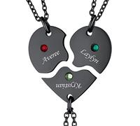 FindChic Bff Necklace For 3 Girls Collier d'Amitié Pour 3 Fille Pendentif Puzzle Personnalisé Coeur Separable Chaîne Femme avec Prénoms des Enfants Gravure Colliers Cadeau Noel Maman Grand Meres