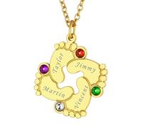 FindChic Chaîne Collier Pieds de Bébéb 4 Prénoms Personnalisé en Acier Inoxydable Sterling Pendentif Prénom pour Fête des Mères