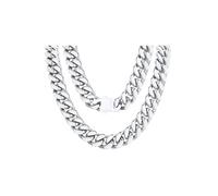 FindChic Chaine Gourmette 45CM Cuabaine femme acier inoxydable 14mm collier pour homme