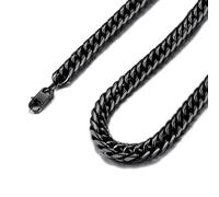 FindChic Chaîne Longue 91cm Gourmette Lien Vintage Collier Noir en Acier Inoxydable 316L Bijoux Tendance des Jeunes Chaîne maillons Grosse Collier