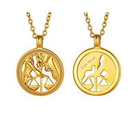 FindChic Collier Balance Zodiaque Signe du Astrologique Gravure Pendentif Femme Constellation Horoscope Or Plaque Dore Acier Inoxydable Médaillon 46 cm Cadeau Adolescent Enfant Fille