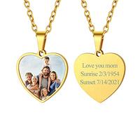FindChic Collier Coeur Amour Photo Personnalisable pour Femme Doré Charm Coeur Porte Photo Prénom Personnalisé