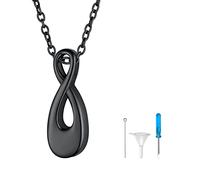 FindChic Collier Pendentif Infini Urne Médaillon de Crémation Pendentif Urne Chat/Chien/Humaines pour Cendres Acier Inoxydable Femme Homme Noir Peut être Dévissé 50+5cm