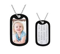 FindChic Collier Plaque Militaire Armé Français Personnalisable Pendentif Identi Femme Homme Prénom Gravure Médaillon Acier Inoxydable Argenté Bijoux Cadeau Noël Fêtes des Mères Pères