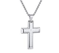 FindChic Pendentif Croix Homme Acier Bible Collier Enfant Garcon Chaine Religieuse Cadeau Fetes des Meres Copine Grand-Mere