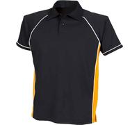 Finden and Hales Polo Hommes Performance Passepoil PC3762 (L) (Noir/Ambra/Blanc)
