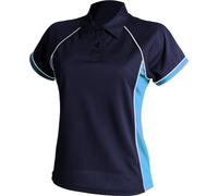 Finden & Hales Polo de sport pour femme Coolplus RW428 (S) (Bleu marine/bleu ciel/blanc)