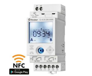 FINDER 12.A2.8.230.0000 Interrupteur Horaire/Astronomique NFC 2 Contacts
